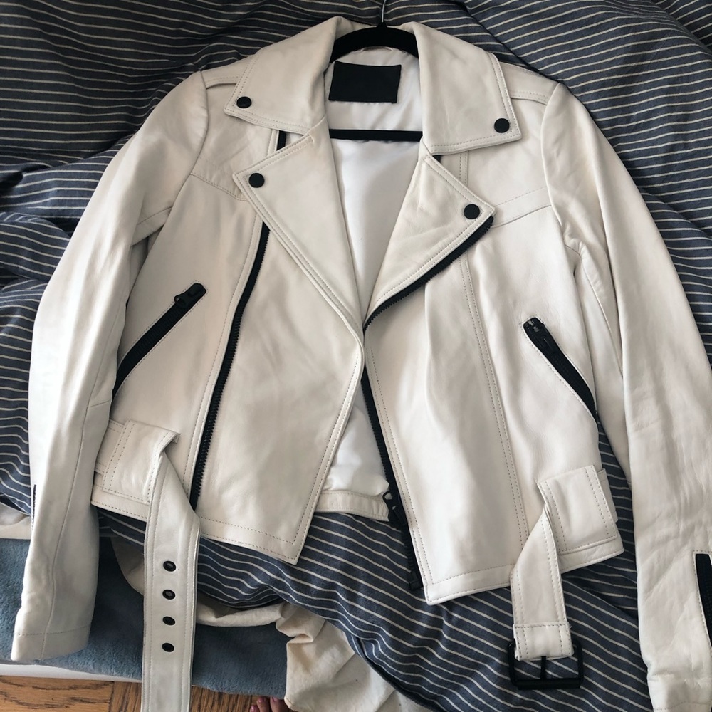 white leather jacket
